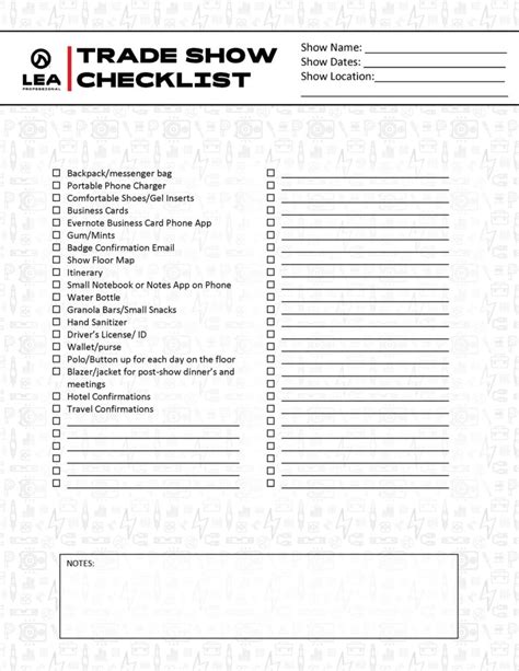 Trade Show Checklist Essentials LEA Professional