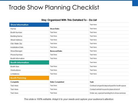 Trade Show Planning Checklist Ppt Powerpoint Presentation File Pictures PowerPoint