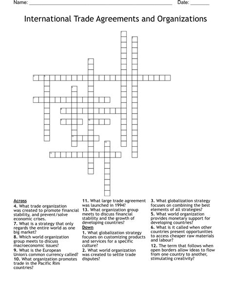 Trade agreement crossword clue. Trade agreement. Crossword Clue Here is the answer for the crossword clue Trade agreement featured in Newsday puzzle on August 26, 2022. We have found 40 possible answers for this clue in our database. Among them, one solution stands out with a 94% match which has a length of 6 letters. 