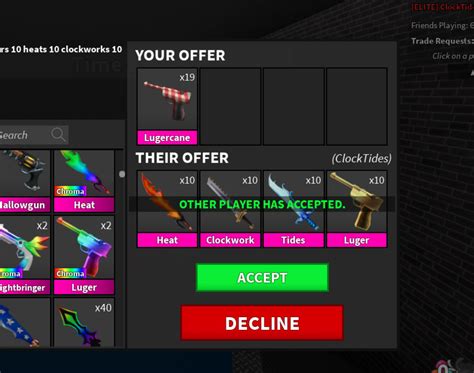 Trade value mm2. Prismatic is a godly knife that was originally obtainable by purchasing the Prismatic Gamepass for 1,699 Robux in the shop from July 17th, 2020 to December 13th, 2020. During the 2020 Halloween Event, it went offsale, but then came back onsale for a short period of time after the event ended. It is now only obtainable through trading as the gamepass … 