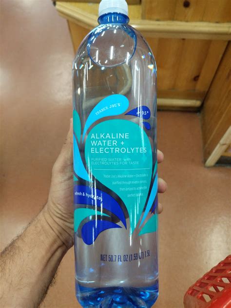 According to TJ’s, this is purified water through reverse osmosis, with electrolytes then added for taste. Trader Joe’s Alkaline Water has a pH balance of 9.5 through ionization. I’m not sure what any of that means but supposedly because it has higher pH than regular water it helps neutralize acid in your body. For acid reflux and other .... 