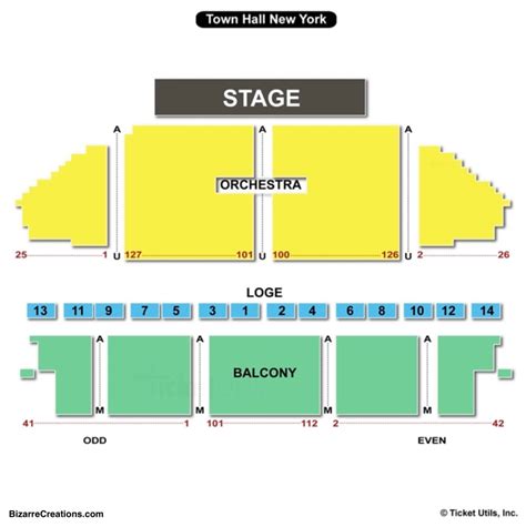 Tradition Town Hall Seating Chart - Row & Seat Numbers