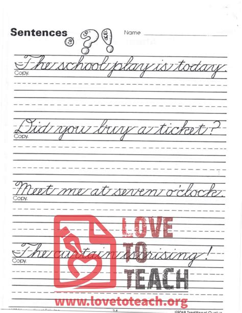 Traditional Cursive Sentence Practice Cursive writing practice