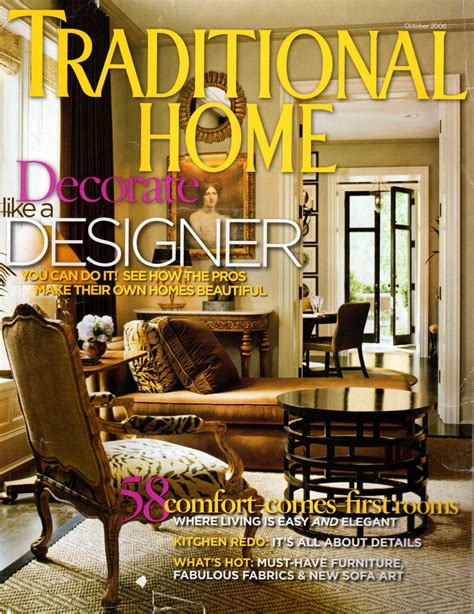 Traditional home magazine. The home’s entry, located at the gallery’s midpoint, reveals a garden view across a 26-by-18-foot great room, where steel-framed glazing opens the back wall to the pool terrace. “If you look at the front of the house, it’s fairly traditional from a proportion standpoint,” Palmer explains. 