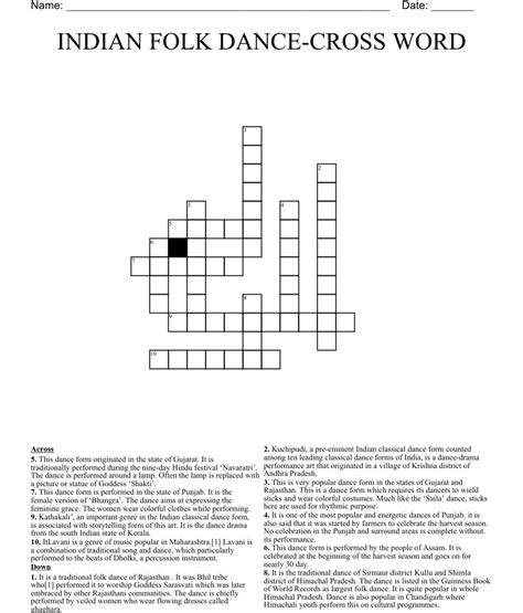 TRADITIONAL INDIAN GREETING Crossword-Answer with 7