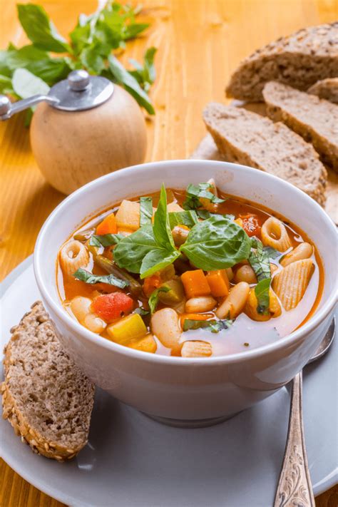 Traditional Italian soup with beans and macaroni Cro