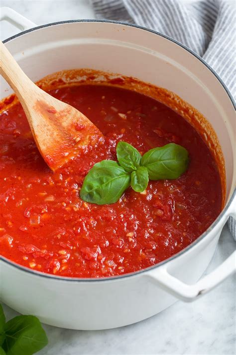 Traditional marinara sauce. Step 1. Pulse the chopped tomatoes in a food processor fitted with the steel blade, or pass through the medium blade of a food mill before you begin. Heat the oil over medium heat in a large, wide... 