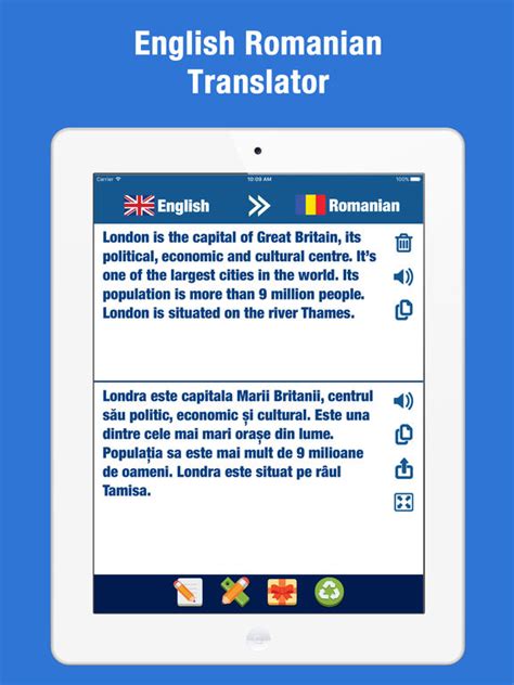 Traducere din romana in engleza. English-Romanian translation search engine, English words and expressions translated into Romanian with examples of use in both languages. Conjugation for Romanian verbs, pronunciation of English examples, English-Romanian phrasebook. 
