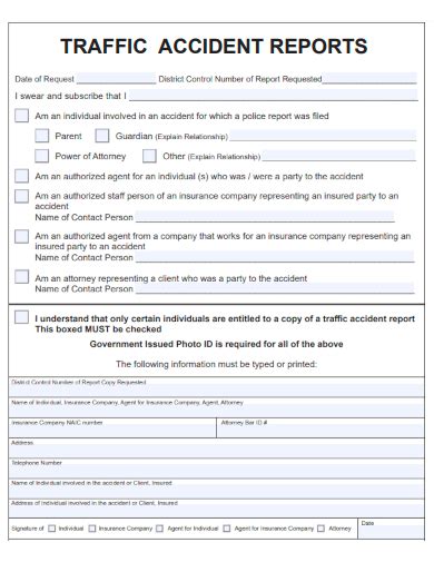 Traffic Accident Report Form Template