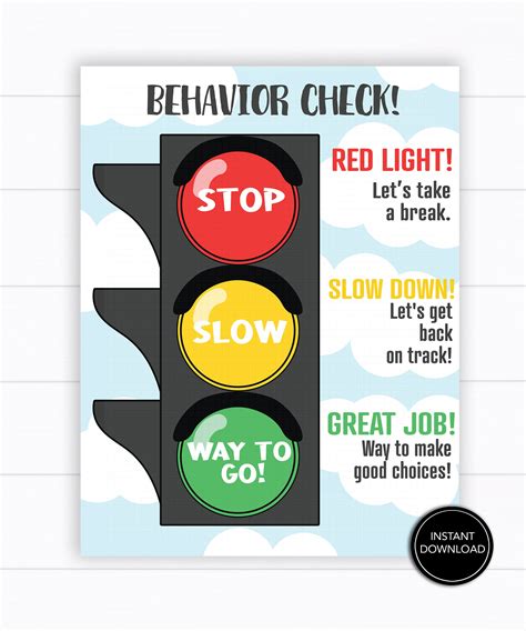 Traffic Light Behavior Chart Example Calendar Printable
