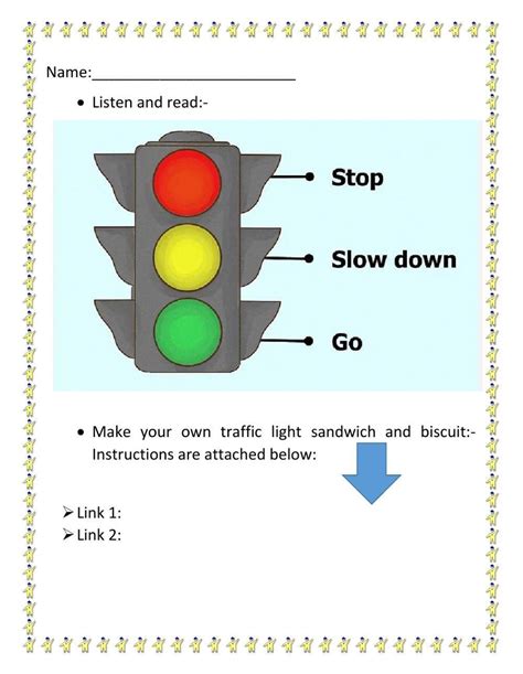 Traffic Light Worksheet For Class 1 Shelly Lighting