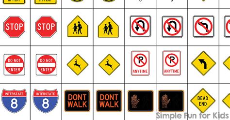 Traffic Signs Matching Game Printable Simple Fun For Kids