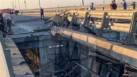 Traffic on key bridge from Crimea to Russia’s mainland halted after attack that kills 2