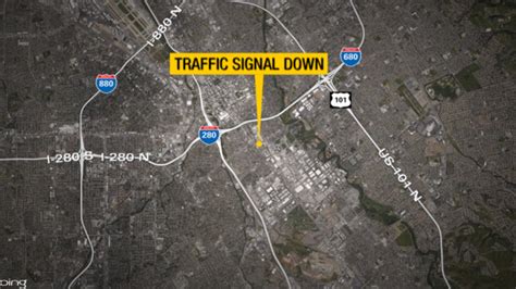 Traffic signal blocks roadway after crash in San Jose