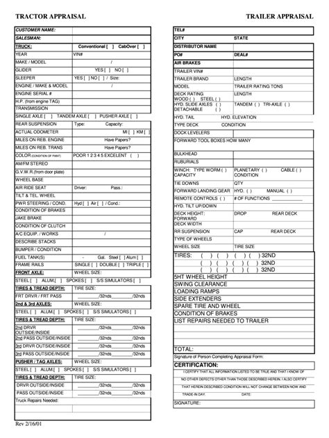 Trailer Appraisal Form Fill Out and Sign Printable PDF Template signNow