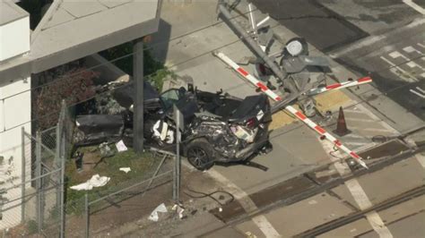 Train slams into car in Pasadena; 1 injured