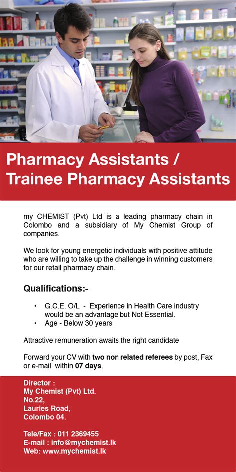 Trainee pharmacy assistant vacancies. View all our Pharmacy Assistant vacanc...