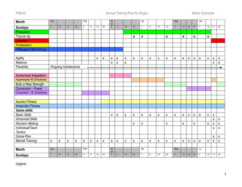 Training Calendar Template Excel