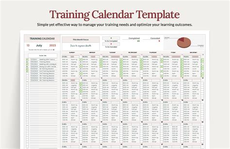 Training Calendar Template Excel