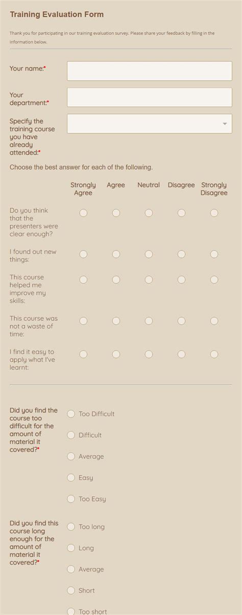 Training Evaluation Form Template Online 123FormBuilder