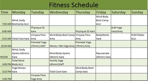 Training Schedule Template Excel Inspirational Exercise Program