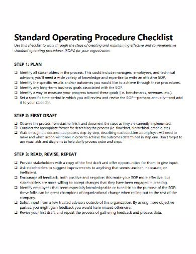 Training Standard Operating Procedure Template Google Docs, Word