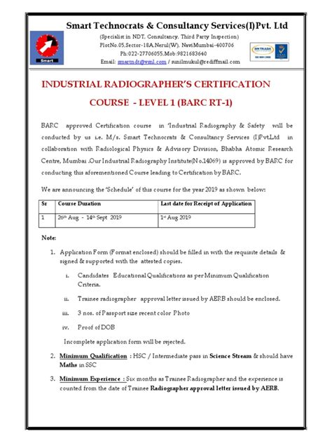 Training and Certification Status of BARC RT-1 course