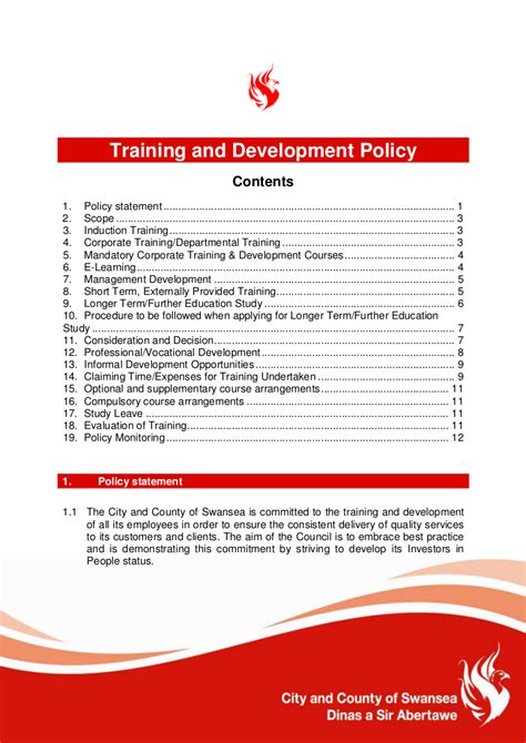 Training and development policy