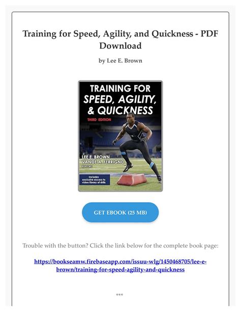 Full Download Training For Speed Agility And Quickness By Lee E Brown