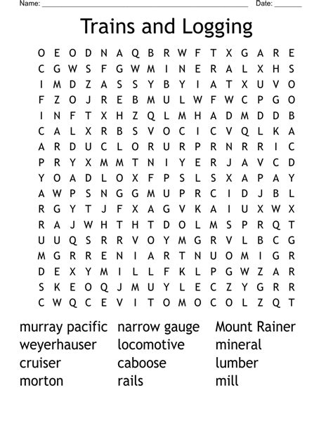 Trains Word Search WordMint
