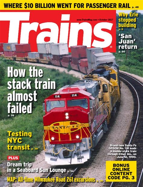 Trains magazine. Jan 3, 2024 · Trains Magazine . March 2024 . Back Issues . Model Railroader . March 2024 . Shop our Hobby Store. Members enjoy 15% off any purchase in our store. ... 