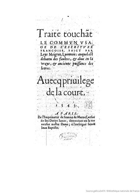 Traité touchant le commun usage de l'escriture françoise (paris 1542). - Dean smith and grace lathe manual.