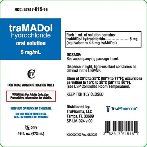 Tramadol Oral Suspension 5mg/mL - Nationwide Children