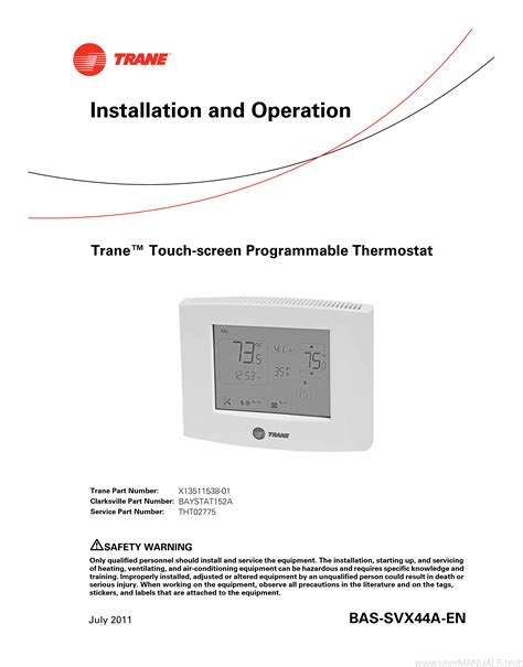 Trane xl 900 programmable thermostat manual. - Guida alla progettazione di reti elettriche industrialiindustrial electrical network design guide.