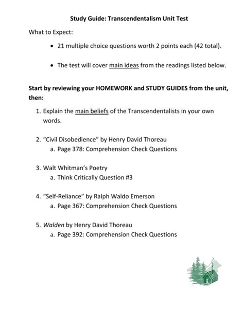Transcendentalism Study Guide