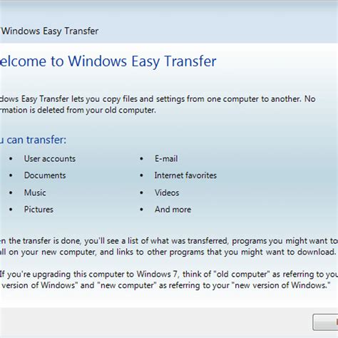 Transfer MS windows 7