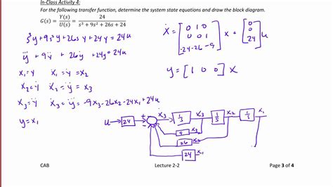 The effective state space equation will depend on the transfer functions of each divisible system. As shown below this is a mechanical / electrical system that demonstrates the given problem ...