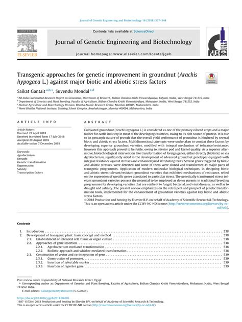 Transgenic approaches for genetic improvement in groundnut