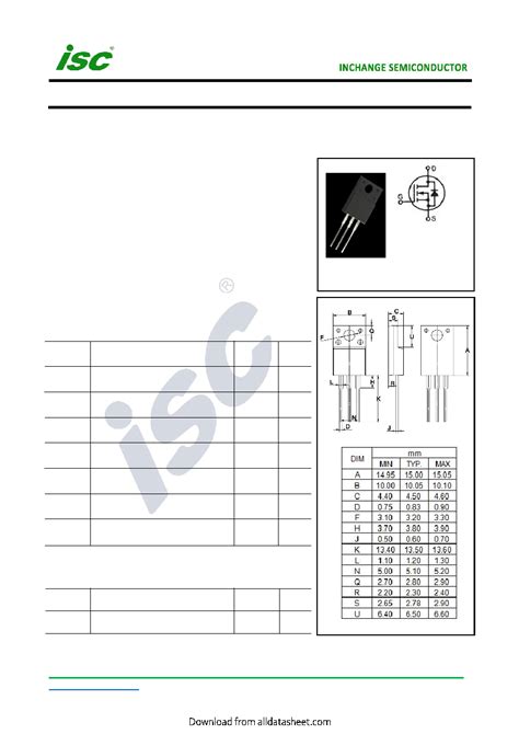 Transistor datasheet pdf download.  1.  Description: isc N-Channel MOSFET Transistor.  Part #: CP33...