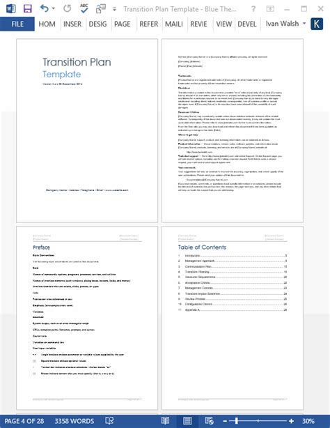 Transition Plan Template Software Development Templates, Forms