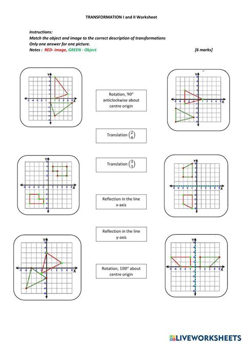 Translation reflection rotation worksheet pdf Australian Examples