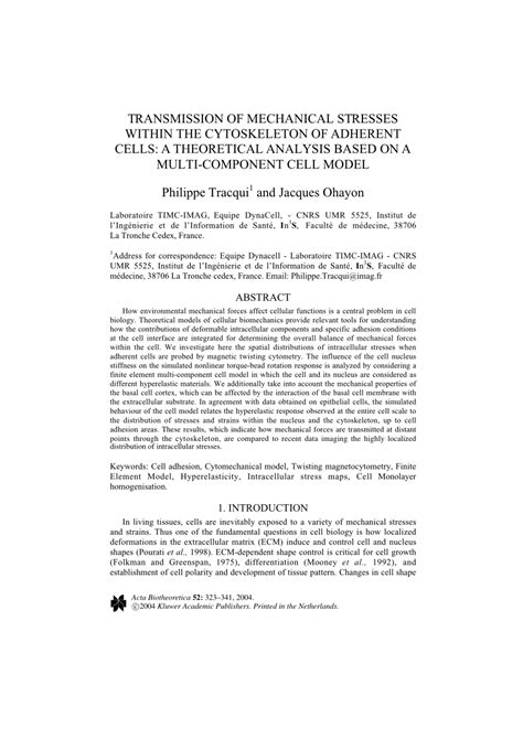 Transmission of mechanical stresses within the cytoskeleton of …