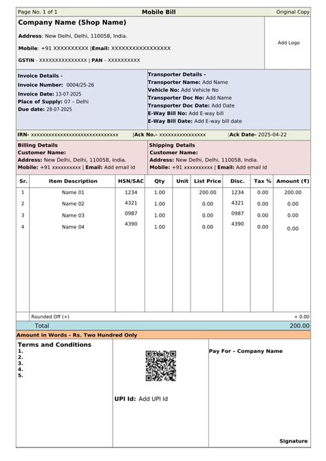 Transport Invoice with GST