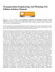 Transportation engineering planning 3rd edition solution manual. - Manuale di riparazione della falciatrice bolens.
