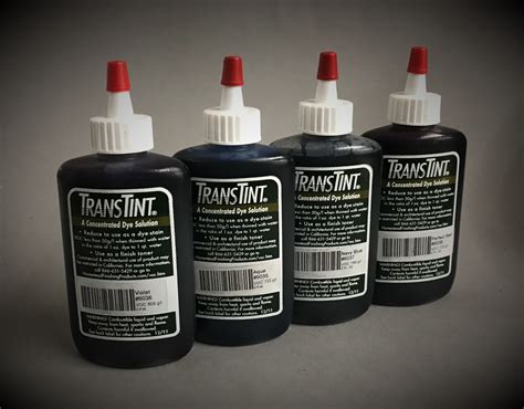 Transtint dye. For use as a finish toner, simply add the dye concentrate to shellac, water-base finishes, solvent lacquers, and catalyzed varnish or lacquers. All colors are intermixable to produce custom shades. Ideal for tinting woodworking glues, touch up and repair work, and adjusting the color of pre-mixed stains. 2 oz. bottle produces about 2 quarts of ... 