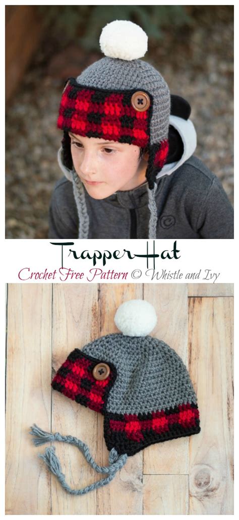 Trapper Hat Free Crochet Pattern Knitting Projects