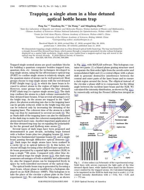 Trapping a single atom in a blue detuned optical bottle beam trap