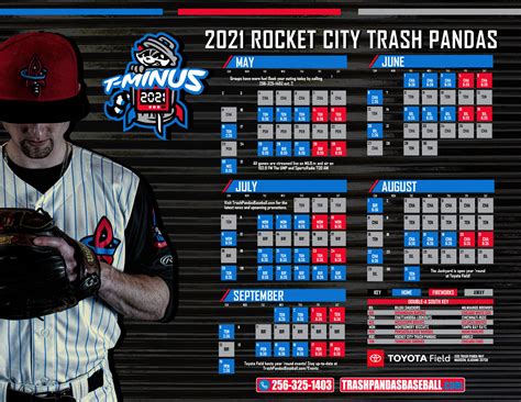 Trash panda schedule. April 14, 2023. The Rocket City Trash Pandas are proud to unveil one of their biggest charity fundraisers for the 2023 season, specialty jersey auctions that will occur five times throughout the ... 