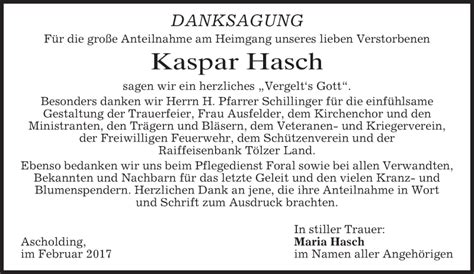 Traueranzeigen von Kaspar Hasch trauer.merkur.de