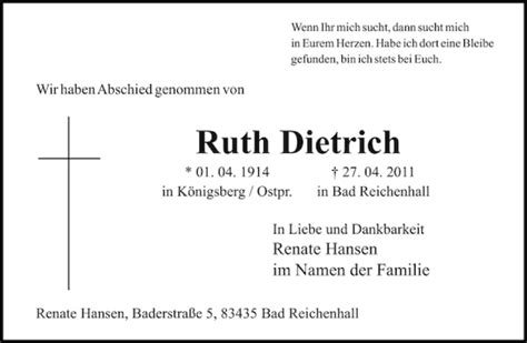 Traueranzeigen von Ruth Dieterich SZ-Gedenken.de